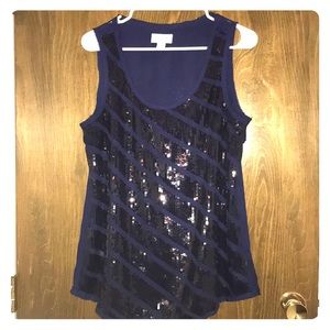 Navy blue sequin tank top